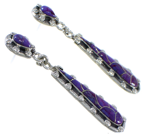 Magenta Turquoise And Sterling Silver Earrings EX41087